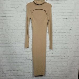 AFRM Brielle Rib Long Sleeve Midi Sweater Dress In Sienna Womens Size S NWOT